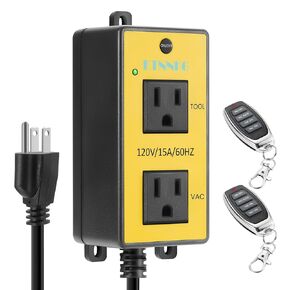 Automatic Vacuum Switch for Power Tool & Table Saw – Load Sensing Remote Control Outlet with 2 Outlets: Tool Plugs into One, Dust Collector Auto-On/Off When Tool Runs (1s Delay On / 7s Delay Off) in Saudi Arabia