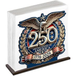 USA 250th Anniversary Napkin Holder for Table, 1776–2026 American Eagle Design Wooden Napkin Holder, 250 Years American Patriotic Decor for Home Kitchen in Saudi Arabia