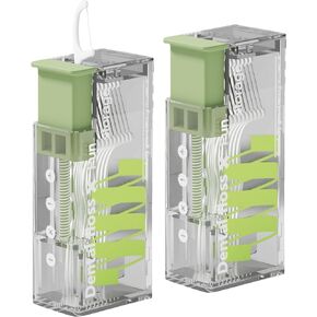 2 Pack Travel Floss Picks Case with 20 Count Disposable Flossers, Portable Floss Pick Holder, Automatic Toothpick Dispenser with Easy Use Teeth Cleaning Floss Sicks (2 Pack Green) in Saudi Arabia