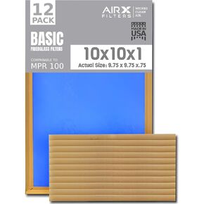 فلتر هواء 12 × 24 × 1 مشابه لمرشحات الفرن الاقتصادي الأساسي MPR 100، 12 حزمة من مرشح الألياف الزجاجية غير المطوي للغبار - تقييد تدفق الهواء المنخفض! من مرشحات AIRX الهواء النظيف الشرير. in Kuwait
