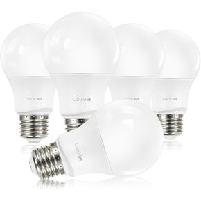 لمبة إضاءة LED Consciot A19، ما يعادل 60 وات، 8.5 وات 3000 ك أبيض دافئ، قاعدة E26، 800 لومن غير قابلة للتعتيم، مصابيح إضاءة LED موفرة للطاقة، مدرجة في قائمة UL للإضاءة المنزلية، 5 عبوات in Kuwait