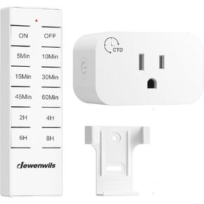DEWENWILS Wireless Remote Control Outlet with Timer, Indoor Remote Timer Outlet, No Interference No Wiring, 15A/1875W 100FT RF Range, Countdown Light Switch for Lamp, Fan in Saudi Arabia
