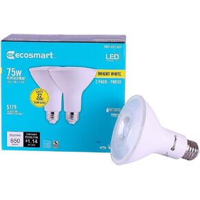 EcoSmart 75W أبيض ساطع PAR30 Dimmable LED مصباح فيضانات 2-Pack 1001653667 in Kuwait