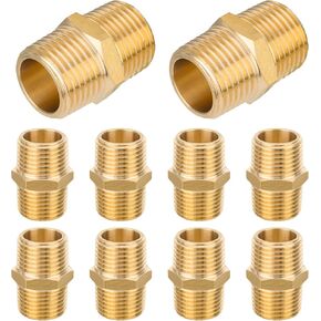 10-PCs HeSun Brass Hex Nipple Pipe Fitting, 1/2" NPT Male x 1/2" NPT Male Nipple Pipe Adapter(NPT013) in Kuwait