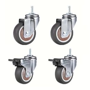 2 Inch Stem Caster Wheels Screw Lever Universal Castors Swivel with M8 Thread Rods 4Pcs(4 Brake) in Kuwait