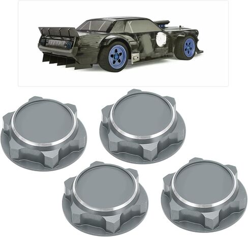 17mm Hex Wheel Nuts, 4pcs Aluminum Alloy 17mm Self Lock Hex Wheel Nuts Adapter Dustproof Caps for 1/8 RC Car Track Wheel Rims (Black) in Saudi Arabia