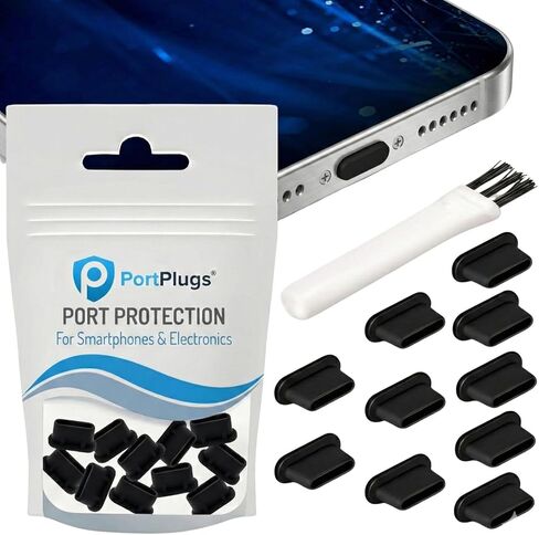 PortPlugs USB C مجموعة قابس الغبار - شحن سدادات مكافحة الغبار المنفذ لأجهزة النوع C - حماة سيليكون متينة | الأسود (200 حزمة) in Kuwait