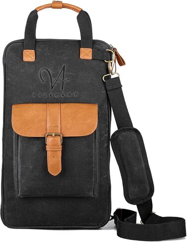Drum Stick Bag, Waxed Canvas Drumstick Bag with Handles and Detachable Shoulder Strap, Percussion Case for Drummers and Beginners (VUS-YLGBB-BLK02 - Black) in Saudi Arabia
