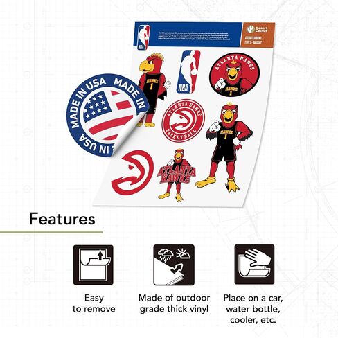 ملصق Desert Cactus Atlanta Hawks NBA مرخص رسميًا من الفينيل ملصق زجاجة مياه للكمبيوتر المحمول وسجل قصاصات السيارة (النوع 2-التميمة) in Saudi Arabia