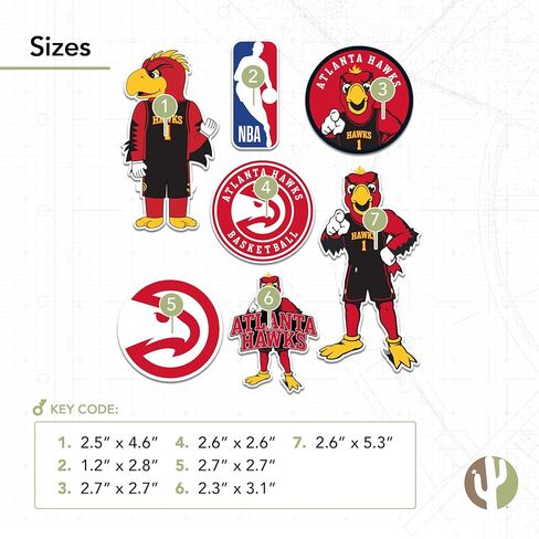 ملصق Desert Cactus Atlanta Hawks NBA مرخص رسميًا من الفينيل ملصق زجاجة مياه للكمبيوتر المحمول وسجل قصاصات السيارة (النوع 2-التميمة) in Saudi Arabia