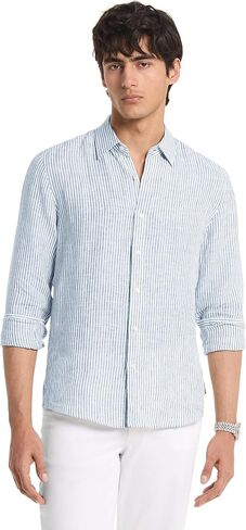 Michael Kors Men's Long Sleeve Striped Linen Top in Saudi Arabia
