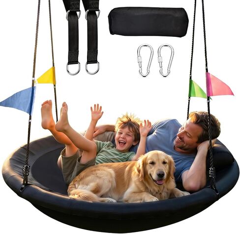 48 Inch Saucer Swing, Nest Swing with Deep Seat & Soft Pillow, 900LBS Capacity Tree Swing, Heavy-Duty Steel Frame & Waterproof 900D Oxford Fabric, Easy Setup Outdoor Swing for Backyard in Saudi Arabia