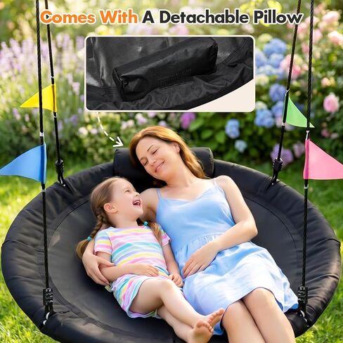 48 Inch Saucer Swing, Nest Swing with Deep Seat & Soft Pillow, 900LBS Capacity Tree Swing, Heavy-Duty Steel Frame & Waterproof 900D Oxford Fabric, Easy Setup Outdoor Swing for Backyard in Saudi Arabia