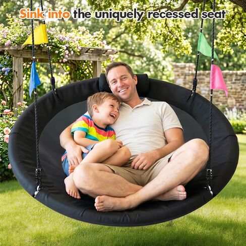 48 Inch Saucer Swing, Nest Swing with Deep Seat & Soft Pillow, 900LBS Capacity Tree Swing, Heavy-Duty Steel Frame & Waterproof 900D Oxford Fabric, Easy Setup Outdoor Swing for Backyard in Saudi Arabia