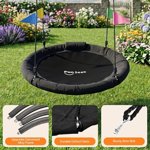 48 Inch Saucer Swing, Nest Swing with Deep Seat & Soft Pillow, 900LBS Capacity Tree Swing, Heavy-Duty Steel Frame & Waterproof 900D Oxford Fabric, Easy Setup Outdoor Swing for Backyard in Saudi Arabia