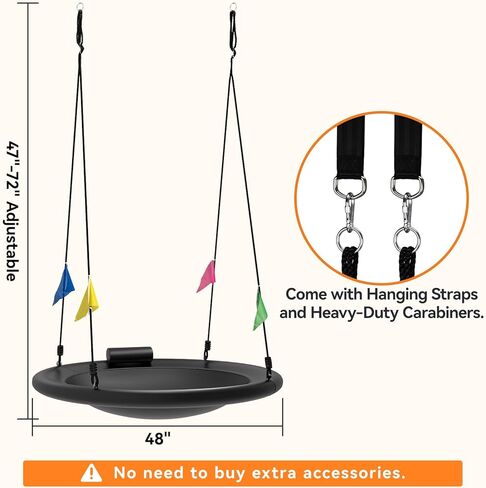 48 Inch Saucer Swing, Nest Swing with Deep Seat & Soft Pillow, 900LBS Capacity Tree Swing, Heavy-Duty Steel Frame & Waterproof 900D Oxford Fabric, Easy Setup Outdoor Swing for Backyard in Saudi Arabia