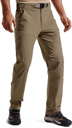 FREE SOLDIER Mens Hiking Pants Lightweight Work Cargo Stretch Nylon Waterproof Quick Dry Travel Fishing Outdoor Pants in Saudi Arabia