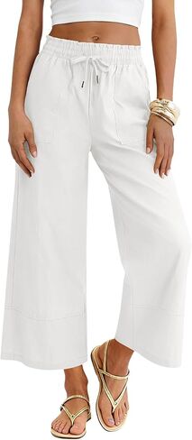 LOMON Women's Wide Leg Pants Dressy Casual Palazzo Pants Flowy Slacks Elastic Waist with Pockets in Saudi Arabia