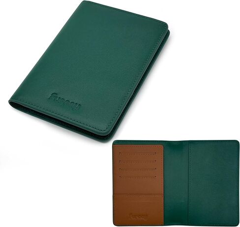 Passport holder for travel, Genuine Nappa Leather Passport Cover with RFID blocking. A must-have Airport Travel safety essentials for both men and women.(Black/Gray) in Saudi Arabia