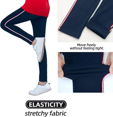 Girls Leggings Elastic Waistband Stretchy Bottoms Kids Everyday Casual Athletic Pants for School Uniform Dance Yoga Running in Saudi Arabia