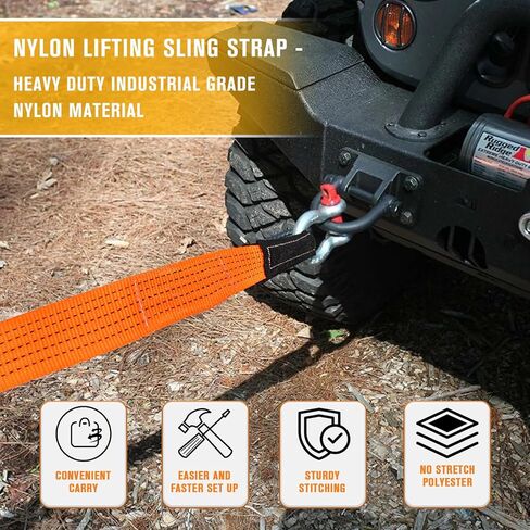 2PCS 3"x10Ft Lift Sling Straps, Supper Sturdy Nylon Lifting Straps, 28000LBS Capacity Heavy Duty Eye-Eye Tow Strap for Hoist, Tree Saver, Winch Strap in Saudi Arabia