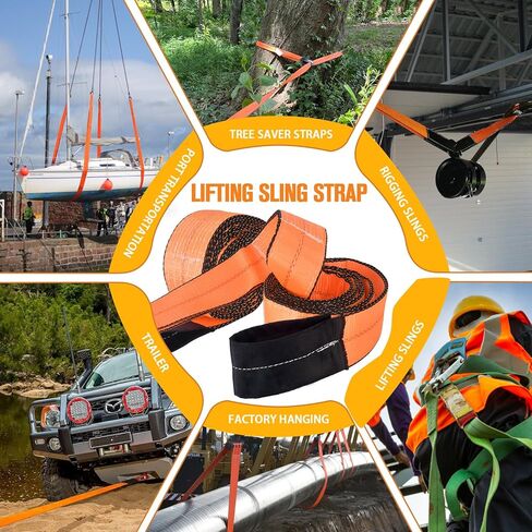 2PCS 3"x10Ft Lift Sling Straps, Supper Sturdy Nylon Lifting Straps, 28000LBS Capacity Heavy Duty Eye-Eye Tow Strap for Hoist, Tree Saver, Winch Strap in Saudi Arabia