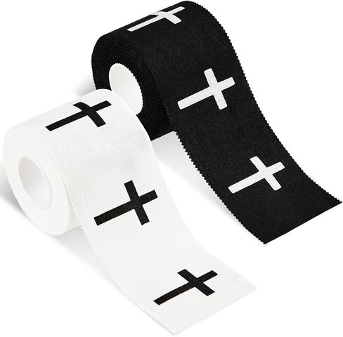 2Pcs Christian Athletic Tape 2in x 23ft Cross Sports Tape Religious Cotton Zinc Oxide Sports Wristbands Jesus Cross Wrist Tapes for Football Baseball Athlete Tennis Gymnastics First Aid Injury Wrap in Saudi Arabia