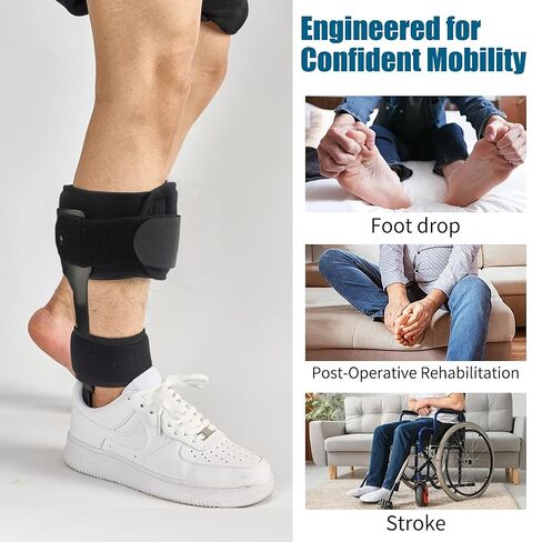 Jewlri AFO Drop Foot Brace، مثبت القدم المتدلي، دعم AFO للمشي، خفيف الوزن، قابل للتشذيب، بولي إيثيلين، يناسب معظم الأحذية بسهولة (يمين، كبير) in Kuwait