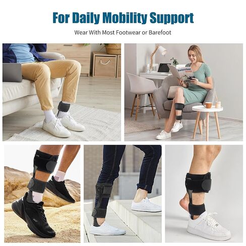 Jewlri AFO Drop Foot Brace، مثبت القدم المتدلي، دعم AFO للمشي، خفيف الوزن، قابل للتشذيب، بولي إيثيلين، يناسب معظم الأحذية بسهولة (يمين، كبير) in Kuwait