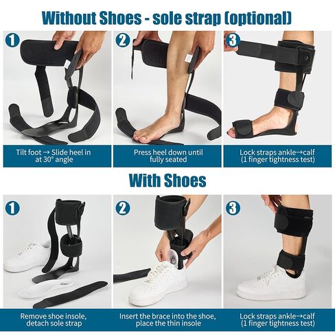 Jewlri AFO Drop Foot Brace، مثبت القدم المتدلي، دعم AFO للمشي، خفيف الوزن، قابل للتشذيب، بولي إيثيلين، يناسب معظم الأحذية بسهولة (يمين، كبير) in Kuwait
