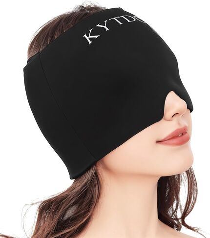 Migraine Relief Cap Gel Ice Head Wrap - Hot & Cold Therapy Soothing Headache Hat Ice Pack Mask, Headache Relief Wrap for Tension, Stress, Hangover&Puffy Eyes (Black, 1PC) in Saudi Arabia