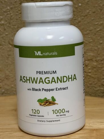 ML Naturals أشواغاندا عضوية فاخرة 1000 مجم لكل حصة، 120 كبسولة نباتية مع مستخلص الفلفل الأسود، غير معدل وراثيًا، خالي من الغلوتين، معتمد من NSF ومتوافق مع cGMP، تم اختباره في مختبر طرف ثالث in Kuwait