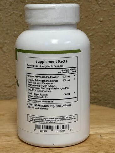 ML Naturals أشواغاندا عضوية فاخرة 1000 مجم لكل حصة، 120 كبسولة نباتية مع مستخلص الفلفل الأسود، غير معدل وراثيًا، خالي من الغلوتين، معتمد من NSF ومتوافق مع cGMP، تم اختباره في مختبر طرف ثالث in Kuwait