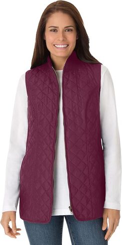 Woman Within Plus Size Zip-Front Quilted Vest Long Lightweight Gilet in Saudi Arabia