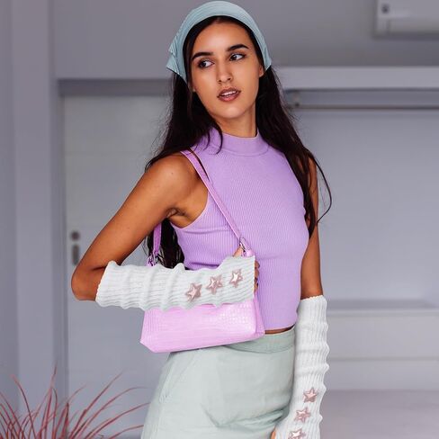 White Lace Arms Sleeves, Long Fingerless Arm Warmers, Autumn Winter Cute Knitted Arm Covers for Women (16.5 inch) in Saudi Arabia