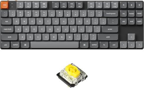 Keychron K1 Max Ultra-Slim QMK/via Bluetooth Wireless/USB لوحة مفاتيح ميكانيكية مخصصة سلكية ، 2.4 جيجا هرتز قابلة للتبديل TKL RGB RGB Backloat Backboard in Kuwait