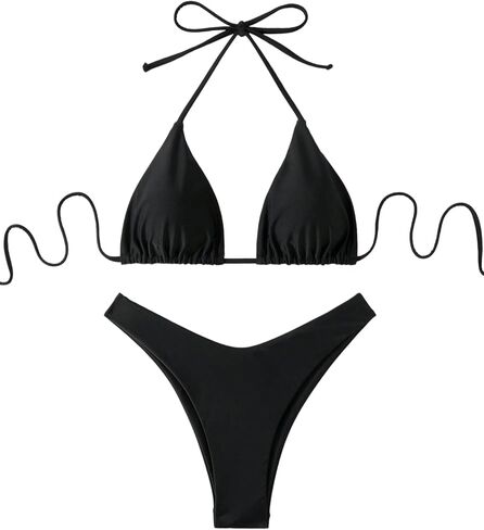 Tainehs Two Piece Bikini Sets for Women Self Tie Back Triangle Swimsuit Low Waist Cheeky Bathing Suit in Saudi Arabia