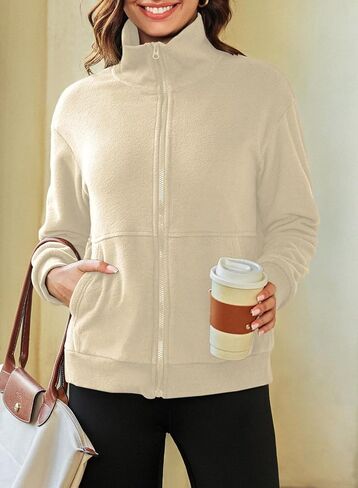 Dokotoo Women's Lightweight Full Zip Soft Fleece Jacket 2025 Casual Sweatshirts Coat with Pockets in Saudi Arabia