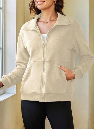 Dokotoo Women's Lightweight Full Zip Soft Fleece Jacket 2025 Casual Sweatshirts Coat with Pockets in Saudi Arabia