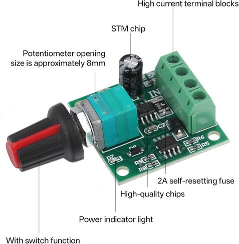 2Pcs DC Motor Controller Low Voltage PWM Motor Speed Controller PWM Controllers with Speed Control Knob Fan Speeds Control Switch 1.8V 3V 5V 6V 12V 2A 30W Adjustable Driver Switch with LED Indicator in Saudi Arabia