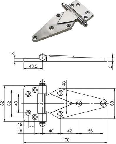 304 Stainless Steel Industrial Equipment Door Heavy Duty Hinge 1Pcs in Saudi Arabia