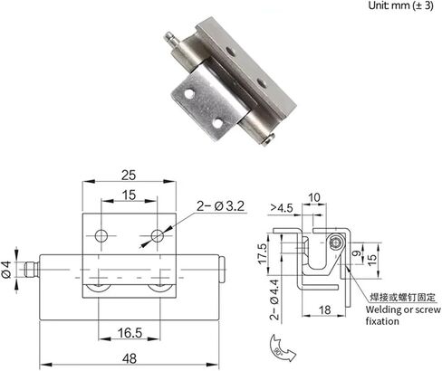 Heavy Industrial Equipment Cabinets Doors 304 Stainless Steel Concealed Folding Hinges 1Pcs in Saudi Arabia
