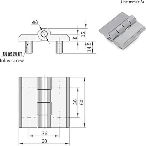 Thickened Zinc Alloy Hinge with Embedded Screws Industrial Machinery and Equipment 1Pcs(XG02-067-3A-1) in Saudi Arabia