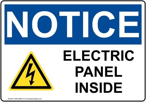 ComplianceSigns.com NOTICE Electric Panel Inside OSHA Label Decal, 5x3.5 inch 4-Pack Vinyl for Electrical White, Made in USA in Saudi Arabia