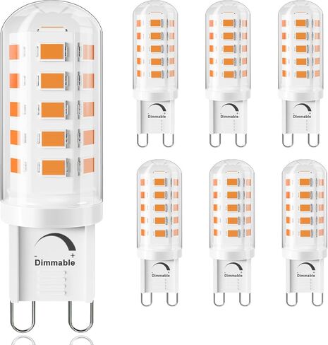 لمبة G9 LED قابلة للتعتيم T4 G9 4W بديلة لـ 40 واط هالوجين، قاعدة سيراميك، 120 فولت 400 لومن 360 درجة زاوية شعاع، مصابيح G9 للثريا، إضاءة منزلية باثروم 6 عبوات in Kuwait