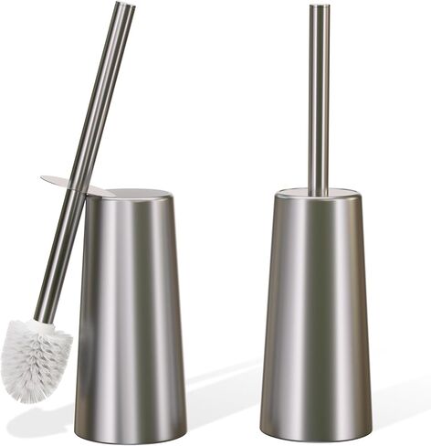2 Pack Toilet Brush and Holder-with 304 Stainless Steel Long Handle-Toilet Bowl Brush for Bathroom (Champagne Gold) in Saudi Arabia