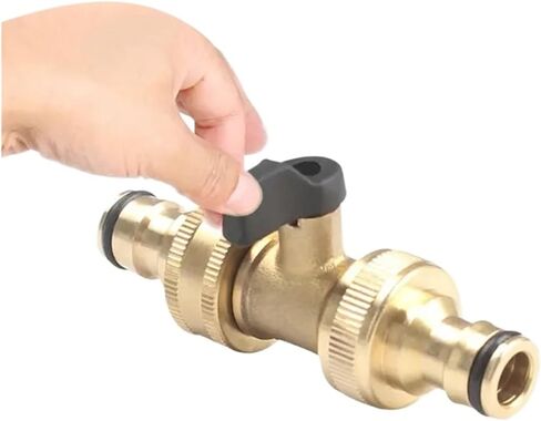 3/4" Brass Ball Valve Quick Connector EU Thread Bidirectional Flow For Car Wash Garden Hoses Leakproof With Rubber Gaskets(A) in Saudi Arabia