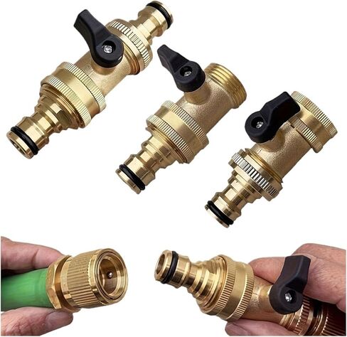 3/4" Brass Ball Valve Quick Connector EU Thread Bidirectional Flow For Car Wash Garden Hoses Leakproof With Rubber Gaskets(A) in Saudi Arabia