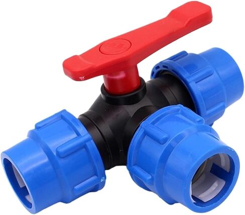 PE Pipe 3-Way Ball Valve 20/25/32/40/50mm Plastic Valve Ball Valve For Garden Household Industrial Water Supply Tools(32mm) in Saudi Arabia