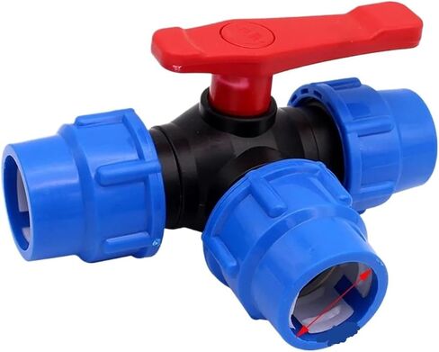 PE Pipe 3-Way Ball Valve 20/25/32/40/50mm Plastic Valve Ball Valve For Garden Household Industrial Water Supply Tools(32mm) in Saudi Arabia